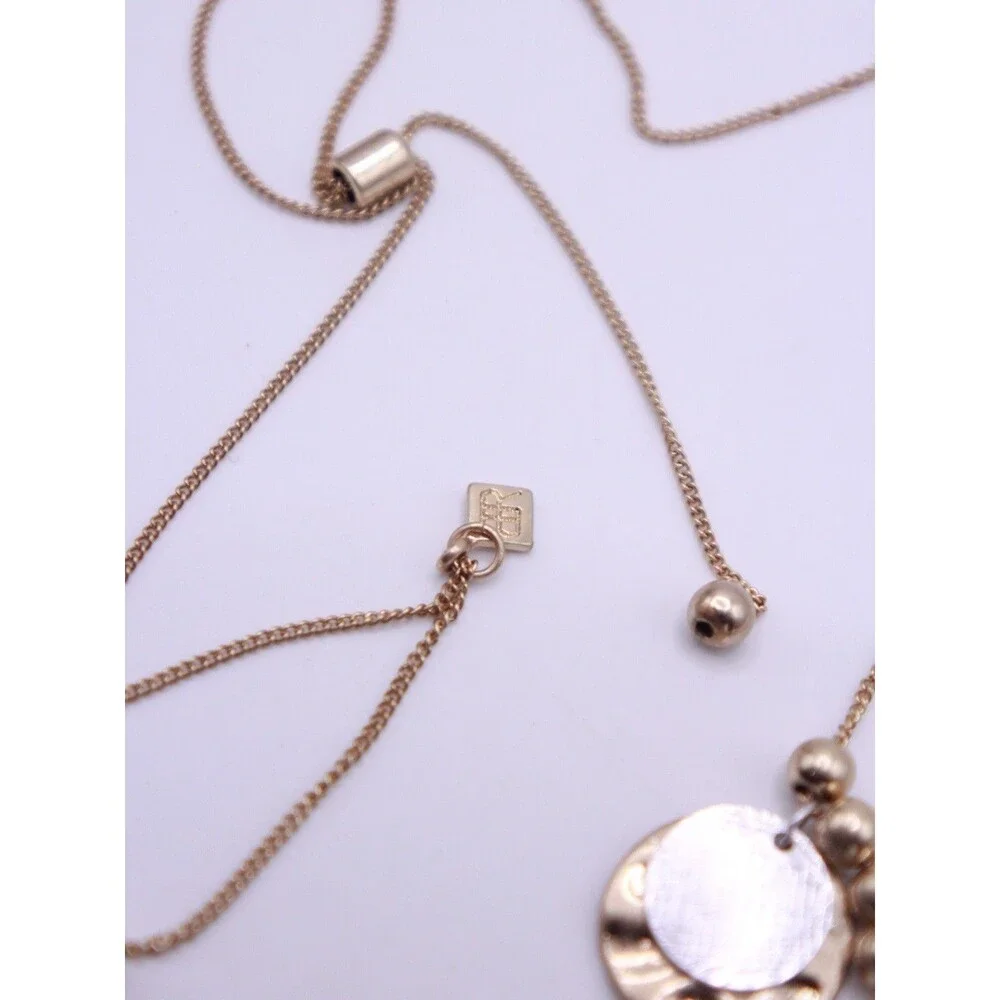 BANANA REPUBLIC Silvertone Goldtone Pendants Adjustable Length Necklace